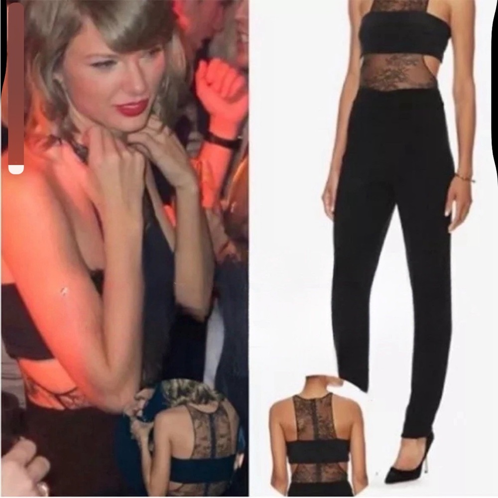 Noam Hanoch Nikka Bandeau Lace Jumpsuit Sz 0 Black Knit ASO Taylor Swift Swiftie